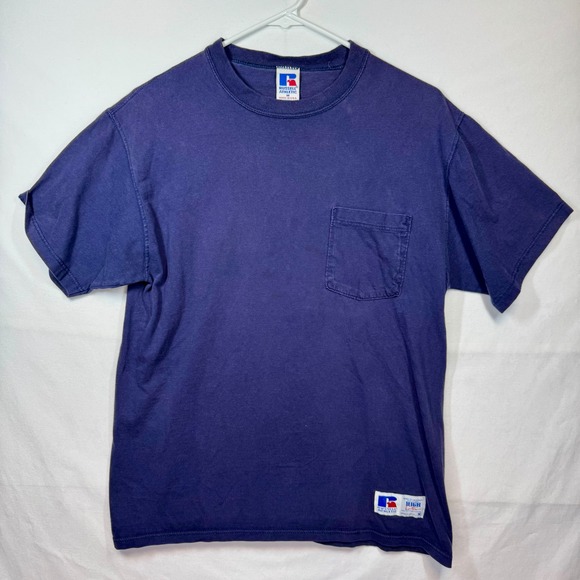 Russell Athletic Pocket‎ T-Shirt Cotton Casual Everyday Tee Mens Size Medium Y2K - Picture 1 of 8